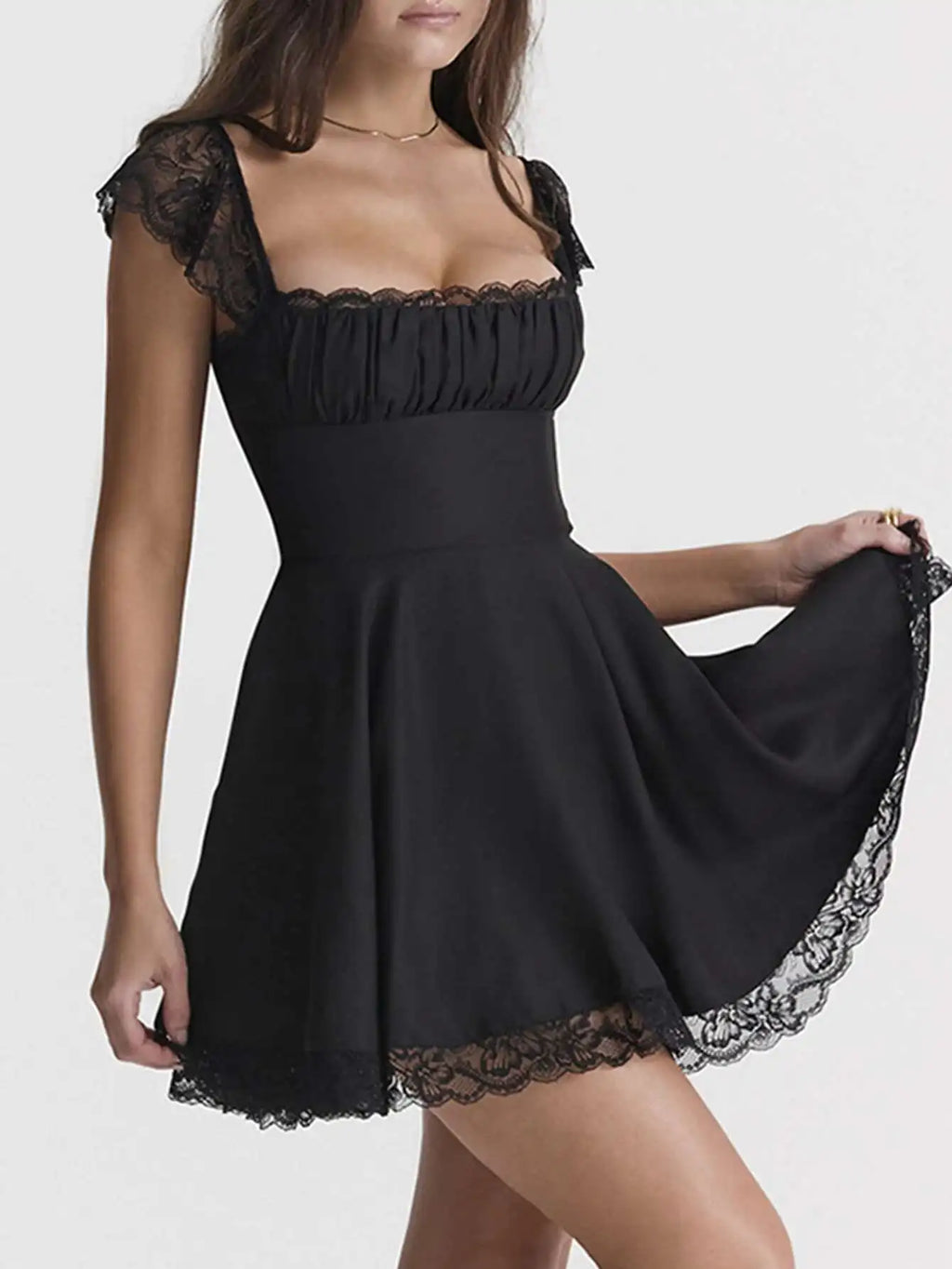 Sexy lace edge backless black mini summer dress women white short party dresses woman clothing birthday evening dress vestidos