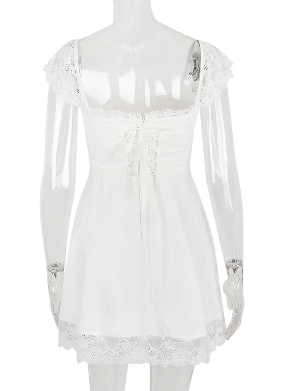 Sexy lace edge backless black mini summer dress women white short party dresses woman clothing birthday evening dress vestidos