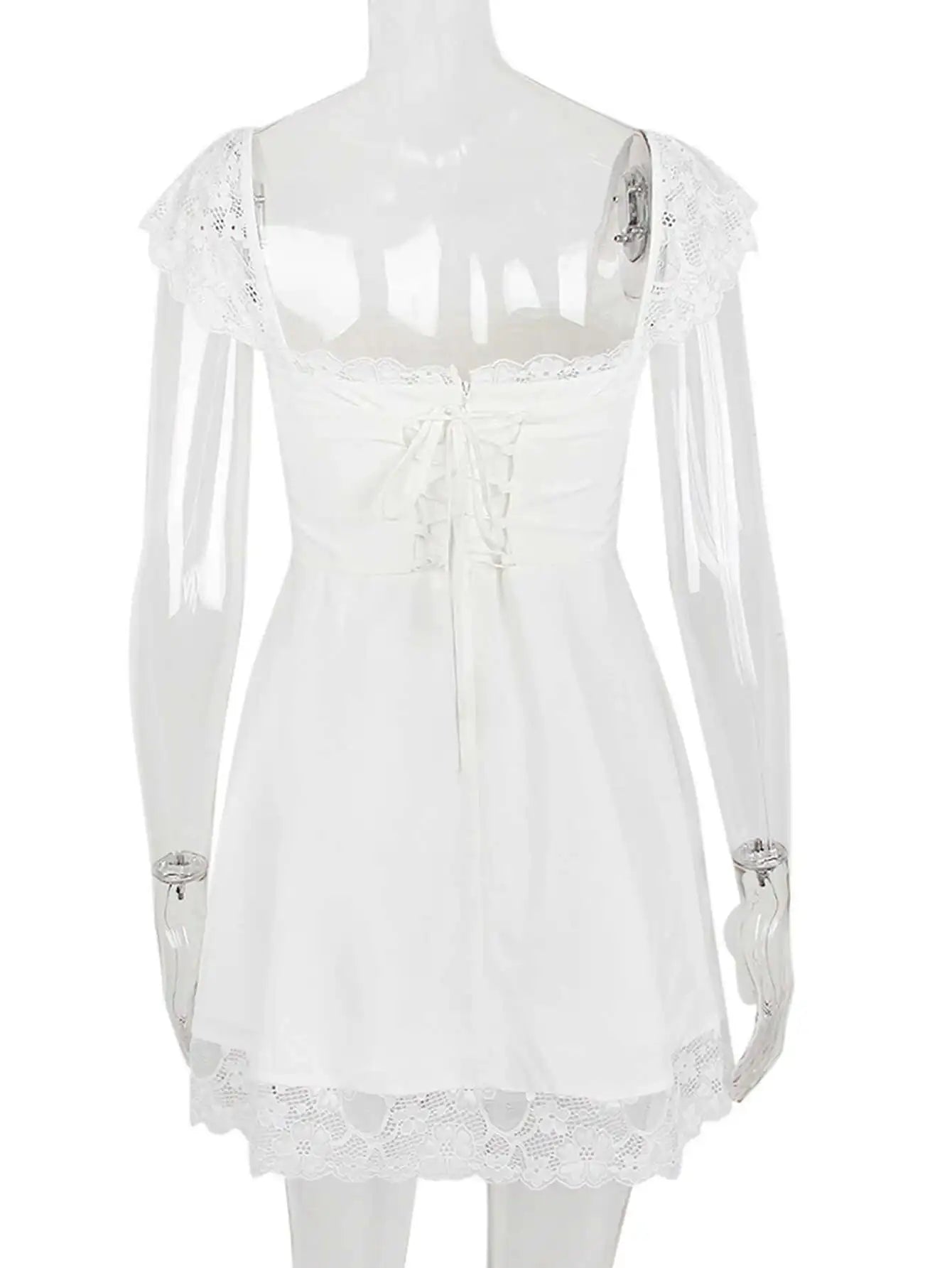 Sexy lace edge backless black mini summer dress women white short party dresses woman clothing birthday evening dress vestidos