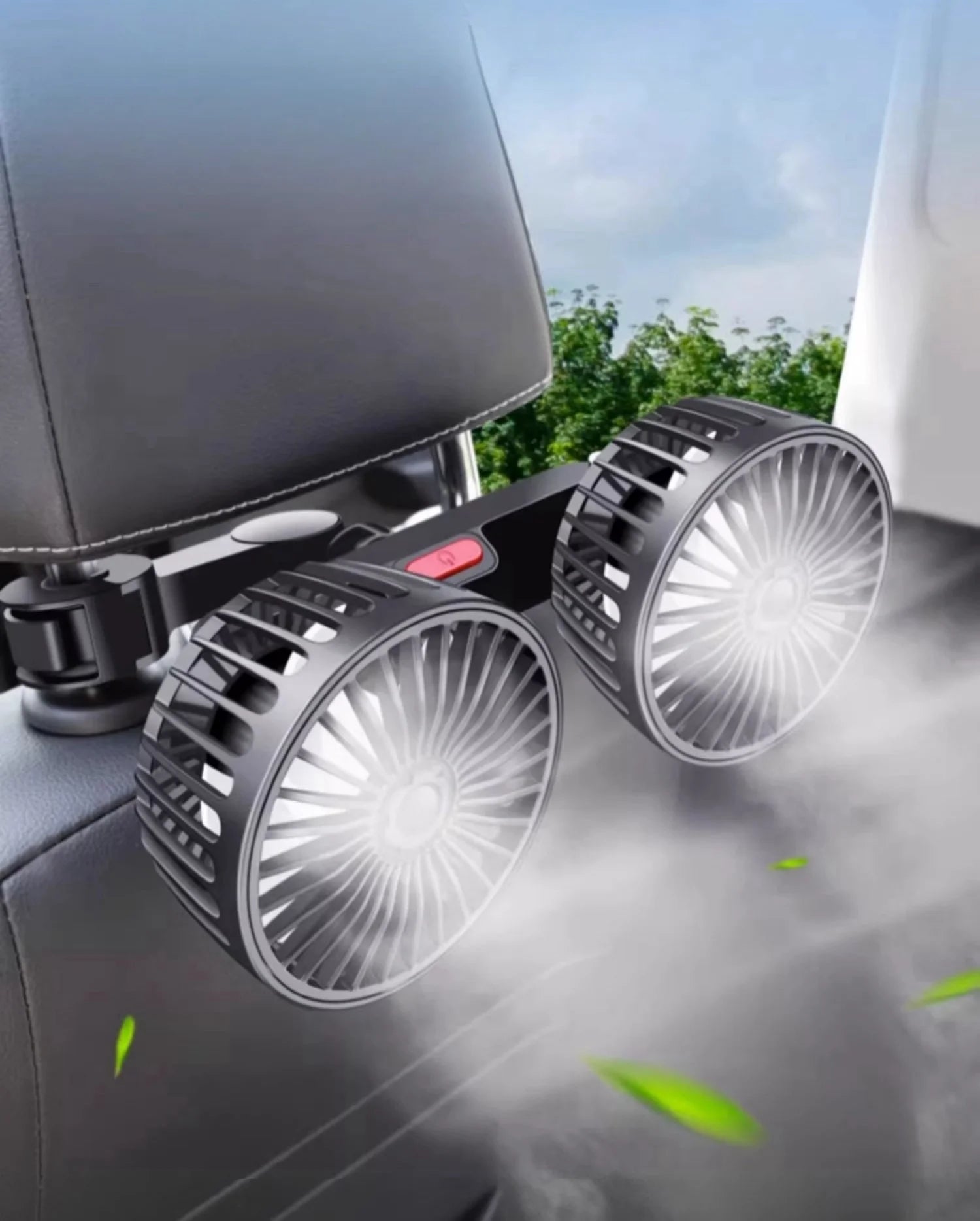 Car mounted rear electric fan with USB interface for car use, 12V 24V, large truck interior, rear seats, silent and powerful